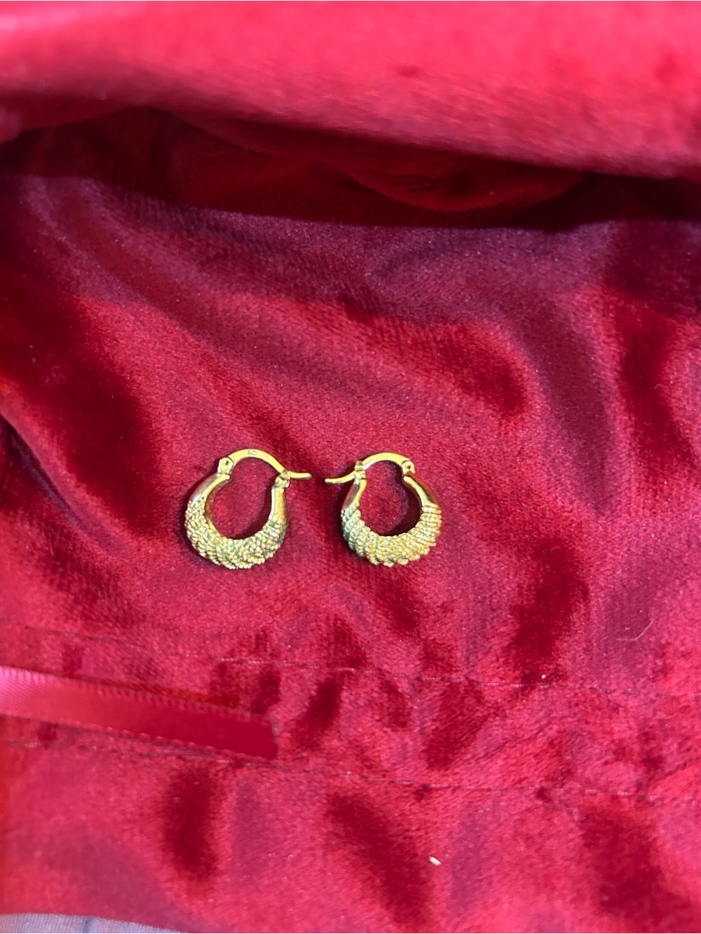 Gold Tone Textured Hoop Earrings - Women's Jewelry
